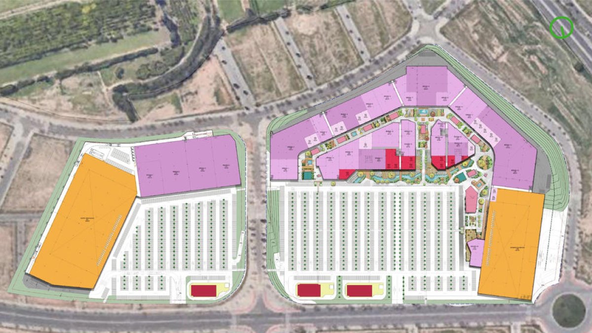 Imagen del plano del actual proyecto del área comercial de Torre Salses, que estaría ubicada entre La Bordeta y Magraners.