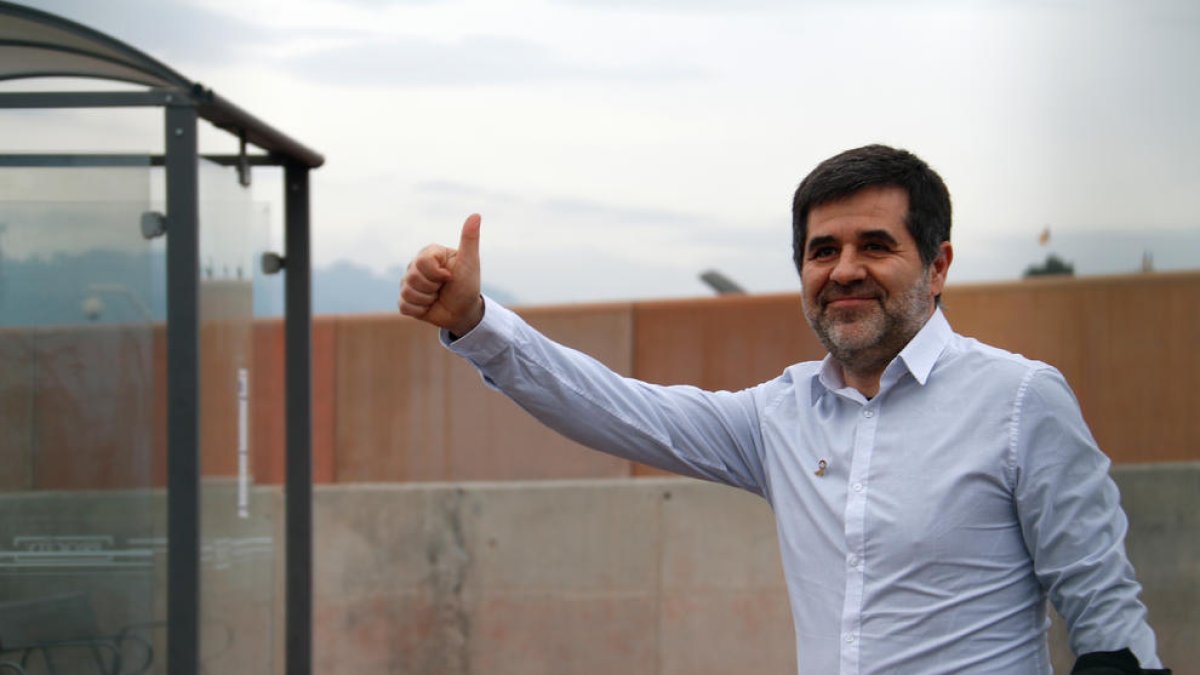 Jordi Sànchez a su salida de prisión en enero para disfrutar de unos días de permiso.