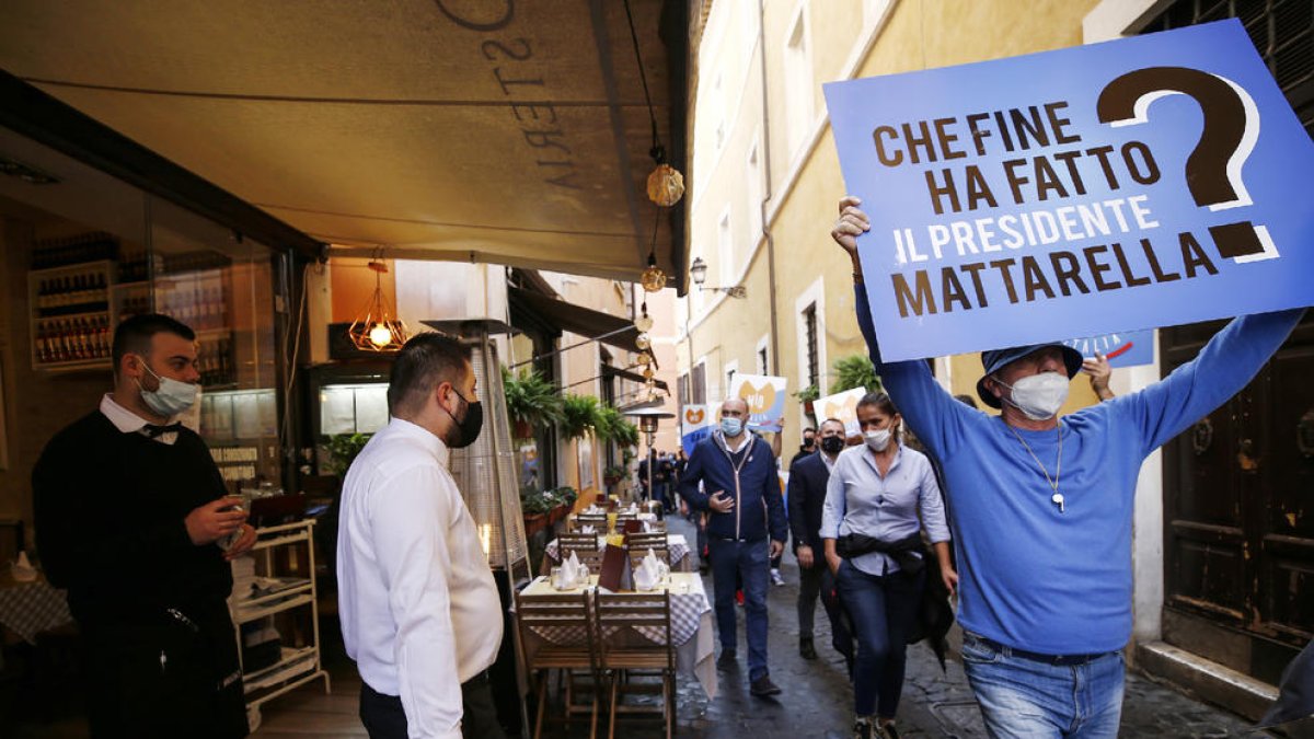 Protesta de propietaris de bars i restaurants a Roma.