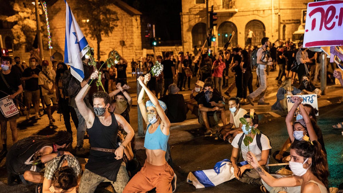 Un moment d’una de les protestes contra Netanyahu.