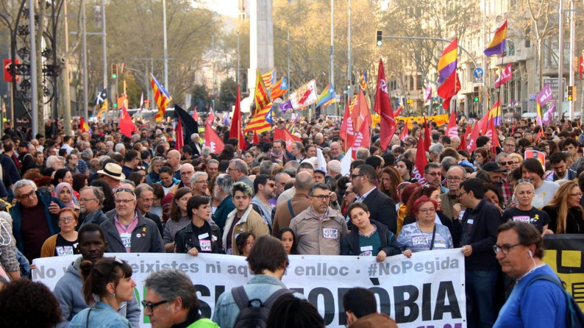 Un moment de la manifestació celebrada ahir a Barcelona.