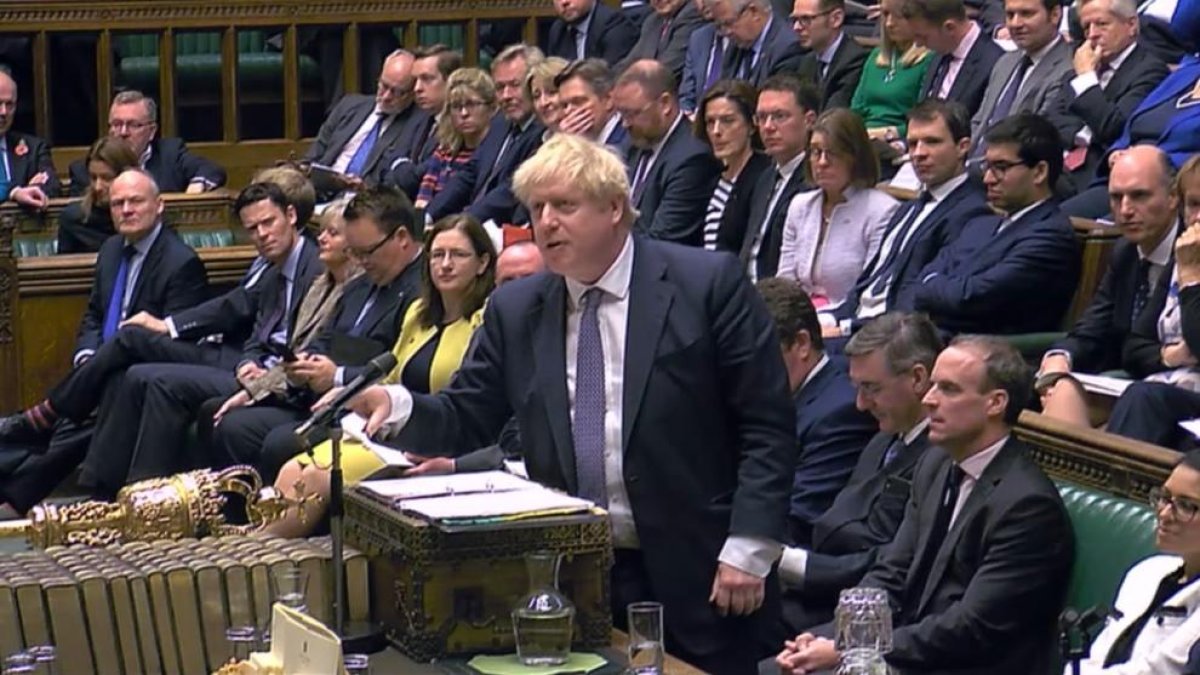 Boris Johnsos durante una intervención en el Parlamento.