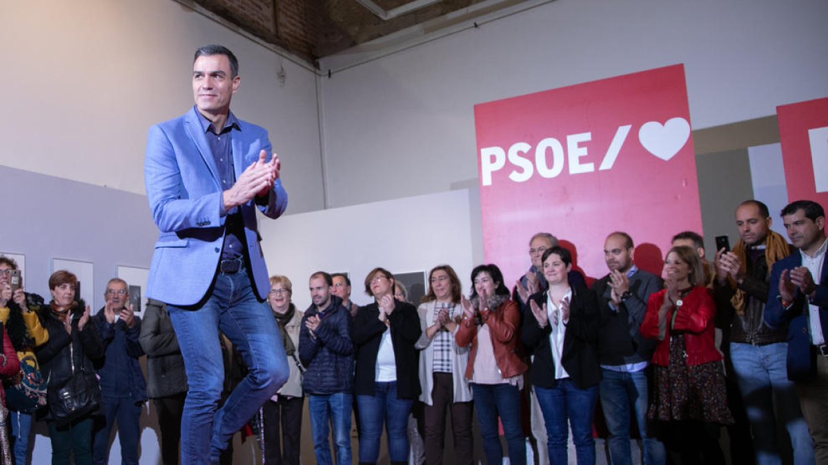 El presidente del Gobierno central en funciones, Pedro Sánchez, ayer, en un acto del PSOE en Segovia.