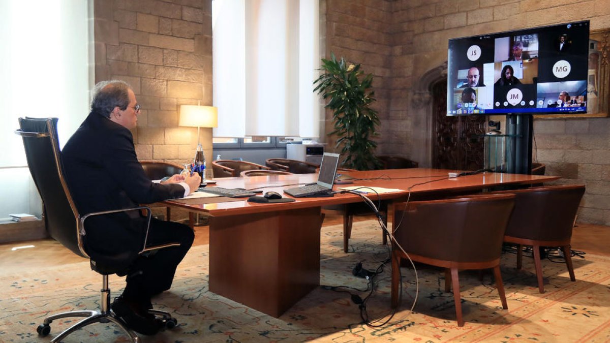 Torra se entrevistó mediante videoconferencia con alcaldes de los pueblos confinados del Baix Segre.