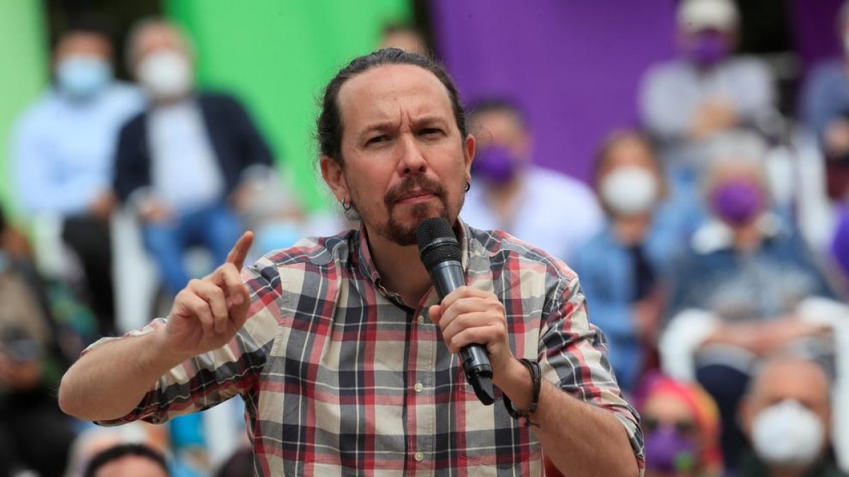 El líder de Podem, Pablo Iglesias, durant un acte de campanya.