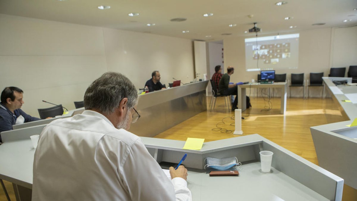 Imatge del consell d’alcaldes telemàtic de la Segarra.
