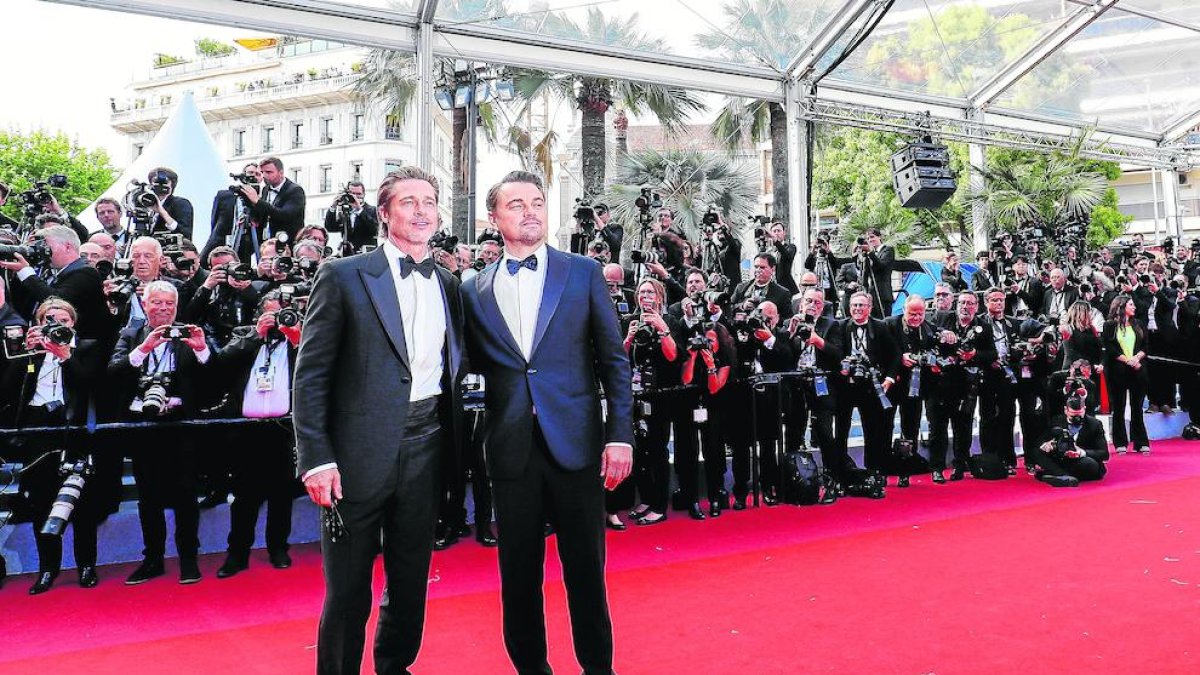 Pitt y DiCaprio, ayer en la alfombra roja del Festival de Cannes.