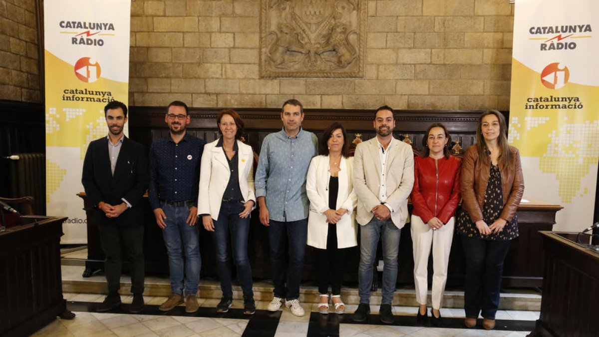 Imatge d’alcaldables de Girona abans d’un debat.