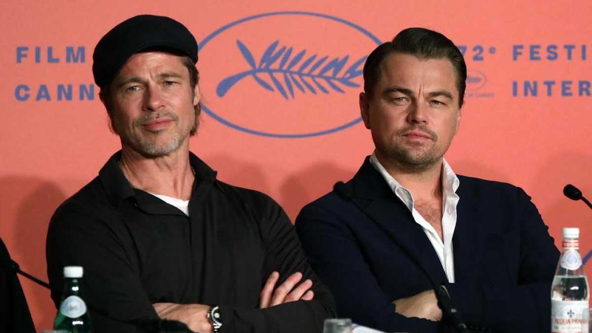 Leonardo DiCaprio amb Brad Pitt al festival de Canes.