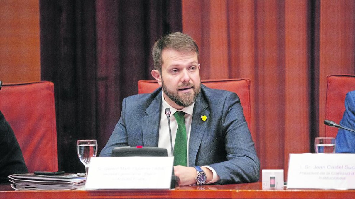 Gerard Figueras, secretari general de l’Esport, en la compareixença al Parlament.