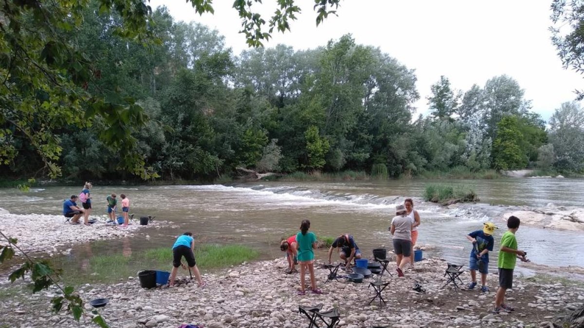 Imagen de archivo de una actividad de búsqueda de oro en el río Segre en Balaguer. 