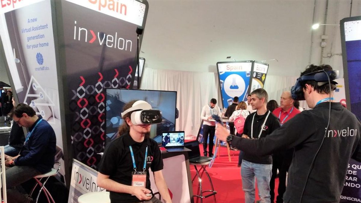 Estand de l’empresa lleidatana Invelon Technologies de realitat virtual i augmentada ahir a l’MWC.