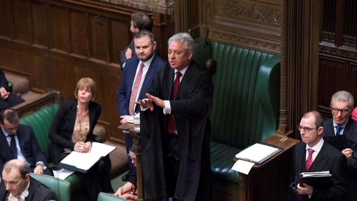 Imagen del presidente de la Cámara de los Comunes, John Bercow, durante la sesión del lunes.