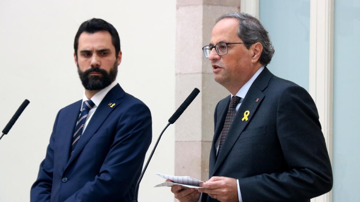 El president de la Generalitat, Quim Torra, i el president del Parlament, Roger Torrent, en una imatge d'arxiu.