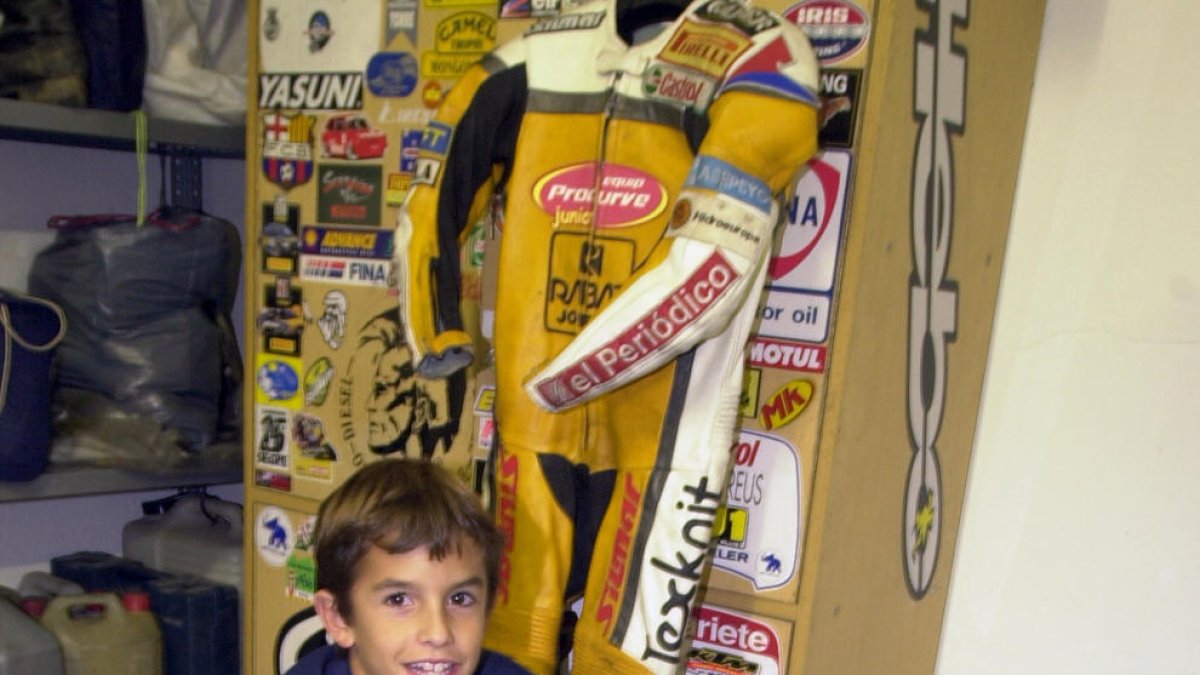Marc Márquez amb deu anys sobre la seua moto