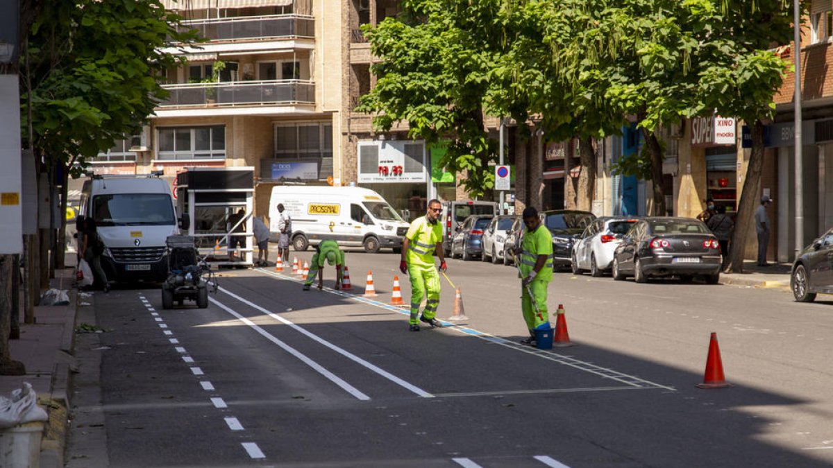 Un carril bici en obras en una imagen de archivo.