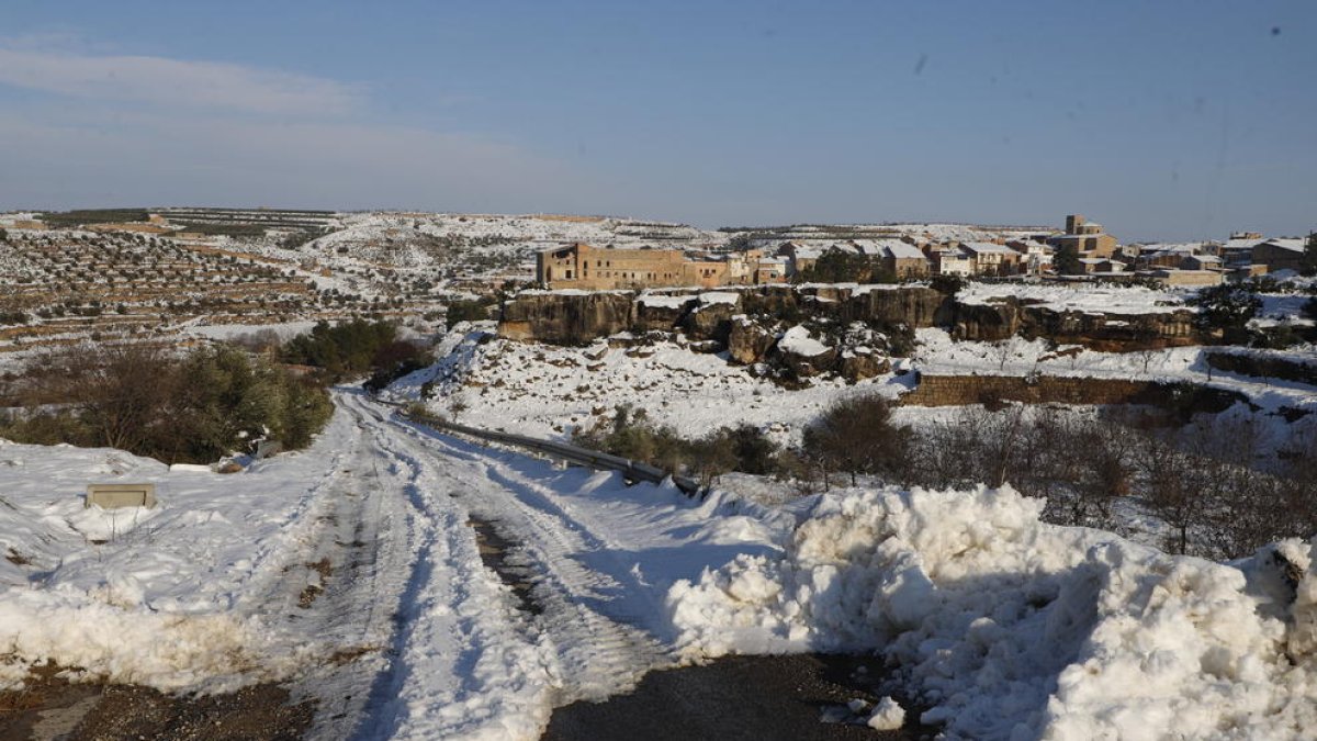 Imatge d’una carretera coberta de neu a Aspa.