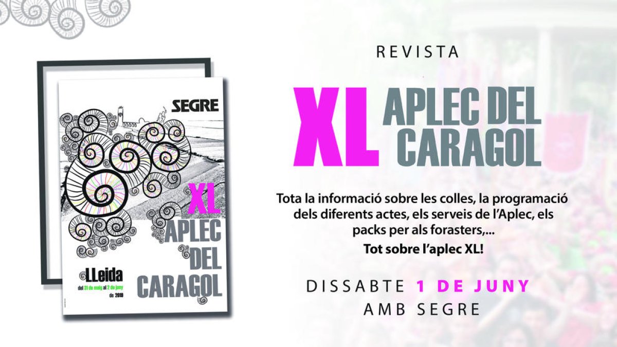 Aquest dissabte, amb SEGRE, revista Aplec del Caragol!