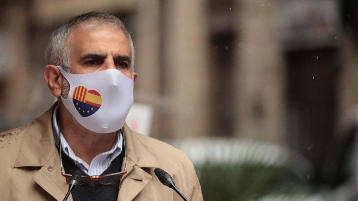 Carlos Carrizosa, durante un acto electoral el pasado lunes en Lleida.