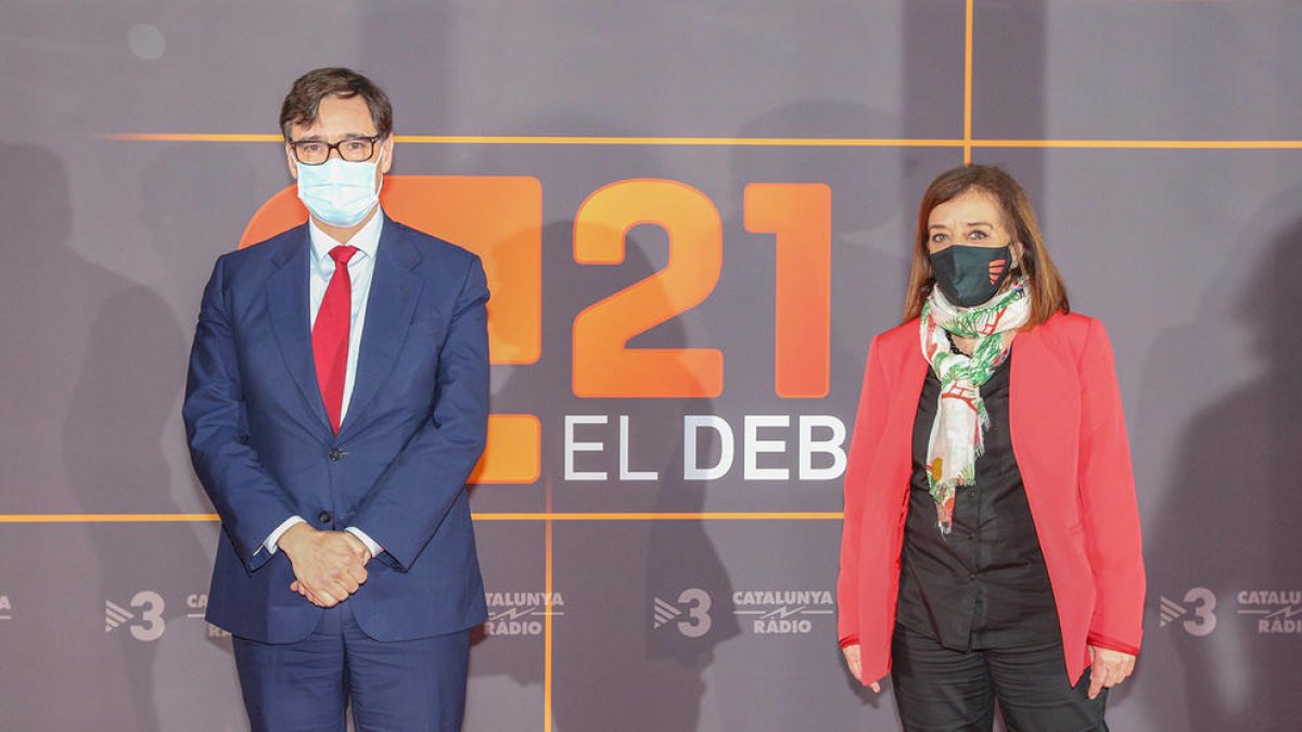 El candidat del PSC a la presidència de la Generalitat, Salvador Illa, a l'arribada a l'estudi de TV3 per celebrar el debat electoral del 14-F el 9 de febrer del 2021