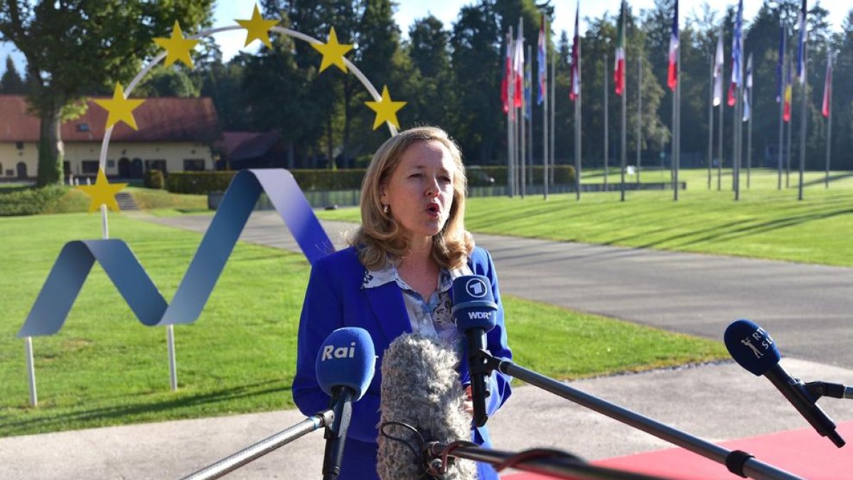 La vicepresidenta Nadia Calviño, ahir, a Ljubljana.