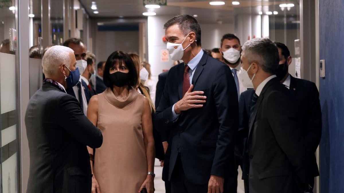 Sánchez y Marlaska, a la llegada a la reunión de la comisión.