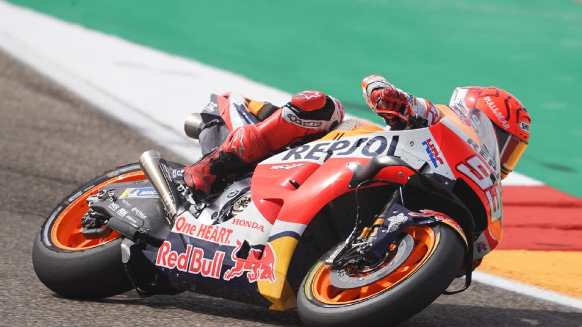 Marc Márquez durante la sesión de calificación.