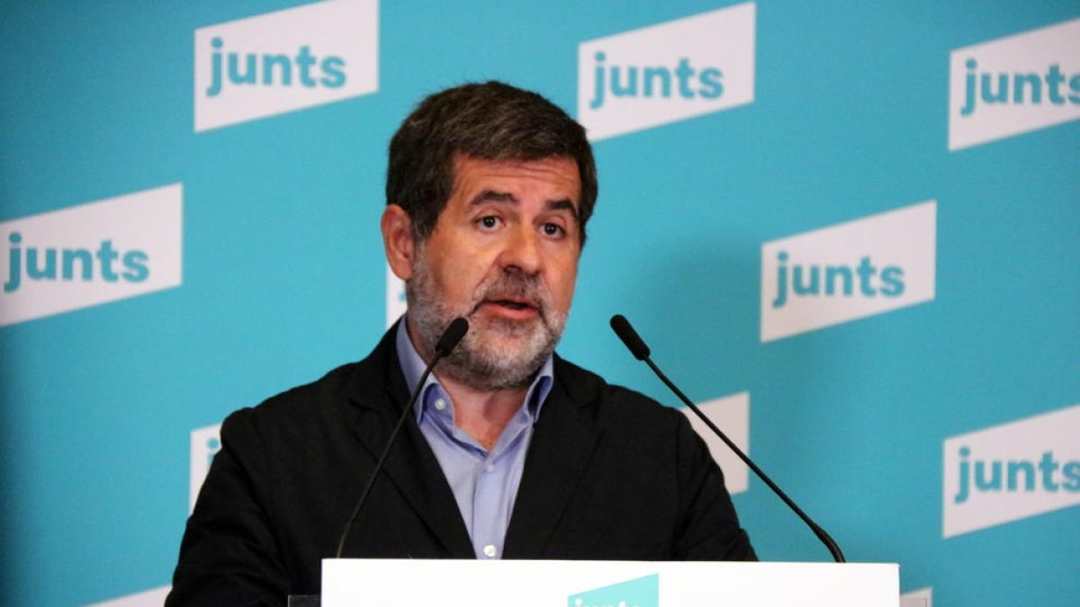 El secretario general de Junts, Jordi Sànchez, durante una rueda de prensa.
