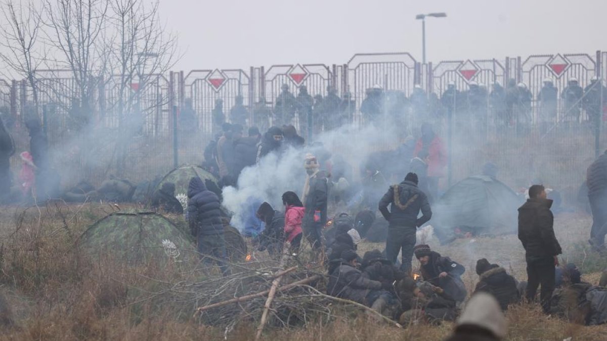 Imagen de la situación de la frontera entre Polonia y Bielorrusia, en el paso de Bruzgi-Kuznica. 