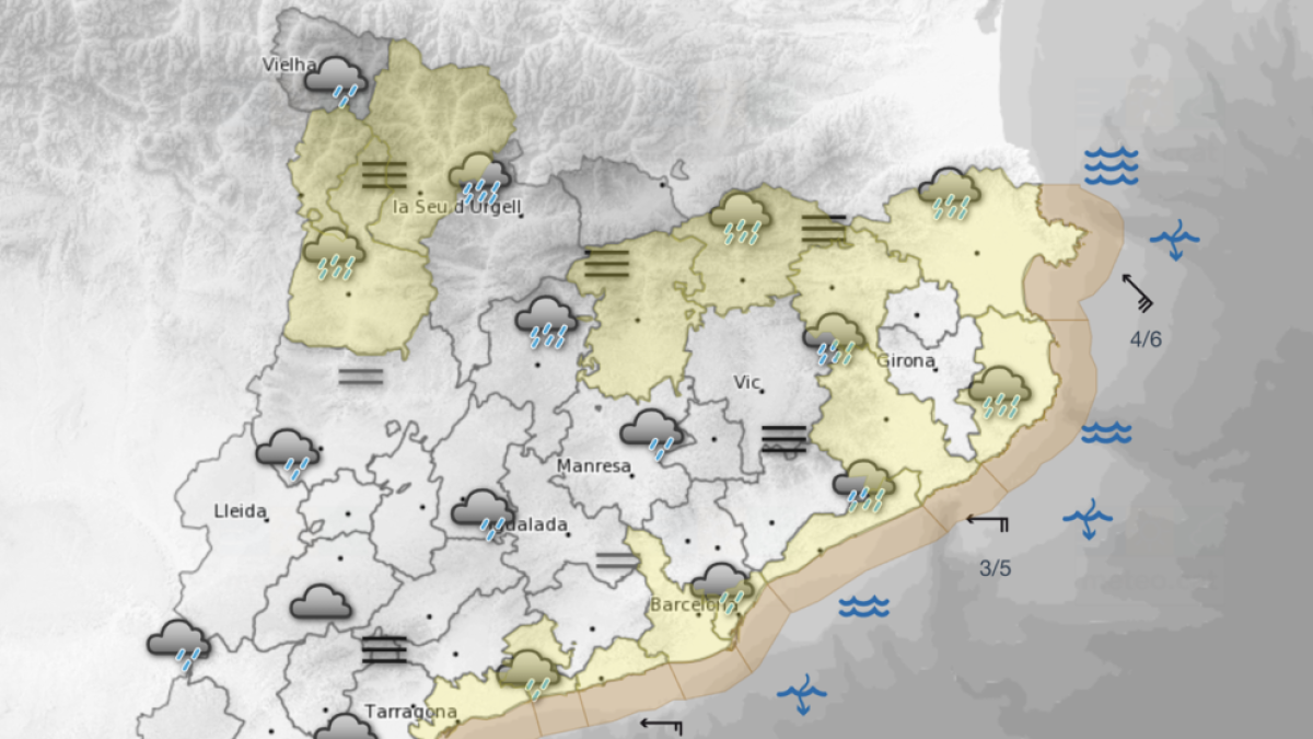 Alerta groga per vent i pluja a Lleida