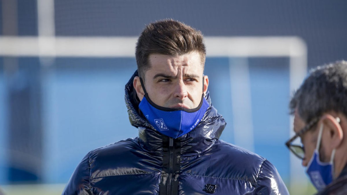 Roger Lamesa, durante el reciente partido ante Osasuna.