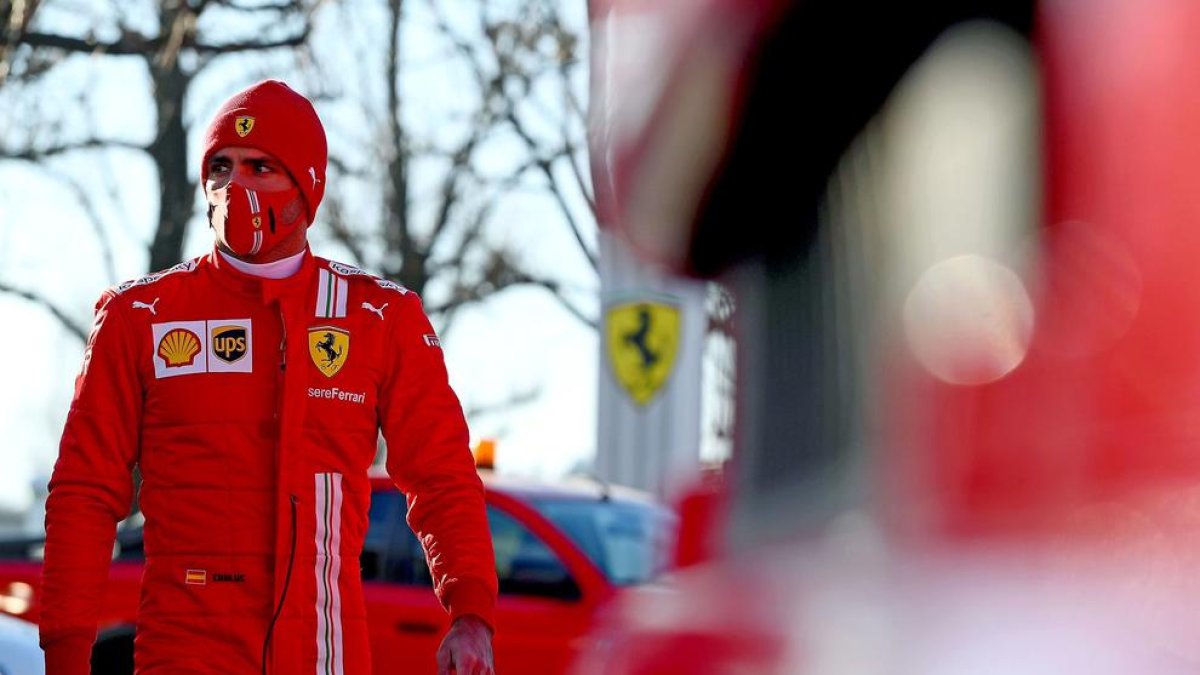 Carlos Sainz, ahir, en el seu segon dia com a pilot de Ferrari.