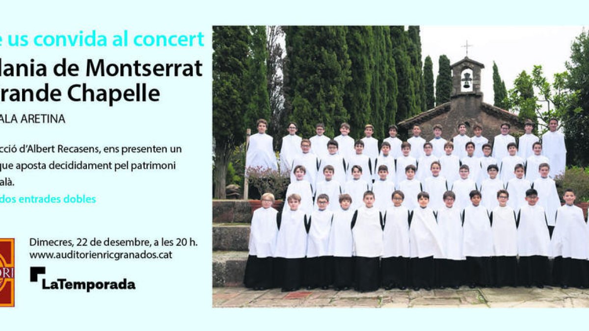 El dimecres 22 de desembre arriba l'Escolania de Montserrat i La Grande Chapelle a l'Auditori Enric Granados per presentar-nos la Missa Scala Aretina.