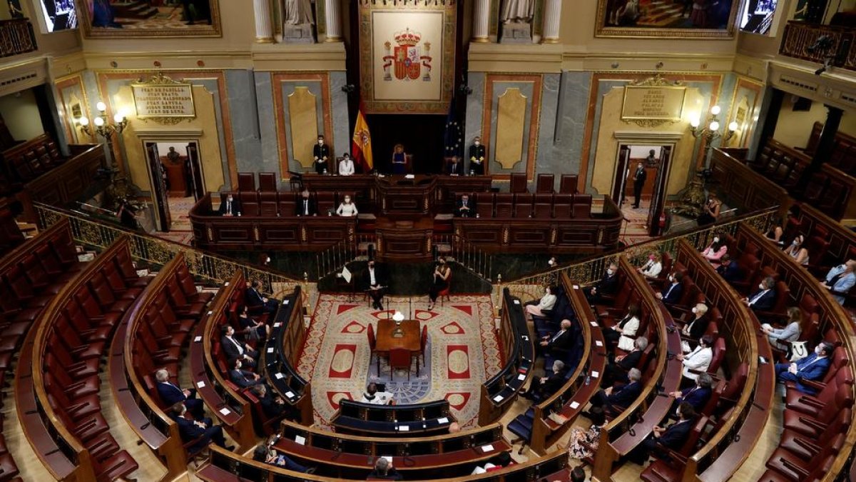 Vista general del Congreso de los Diputados durante el acto de homenaje celebrado ayer. 