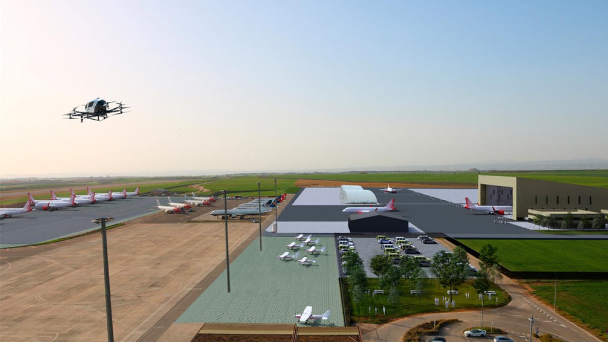 Imagen virtual de los nuevos edificios del aeropuerto de Lleida-Alguaire