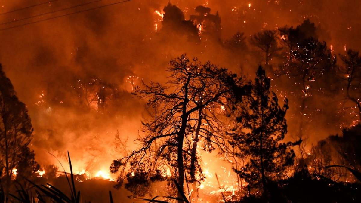 El foc arrasa 5.000 hectàrees a Grècia