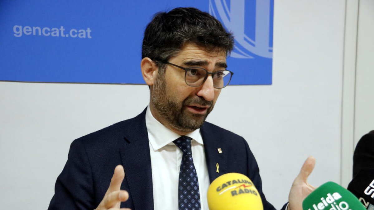 El vicepresident del Govern, Jordi Puigneró, en roda de premsa a Lleida aquest dijous.