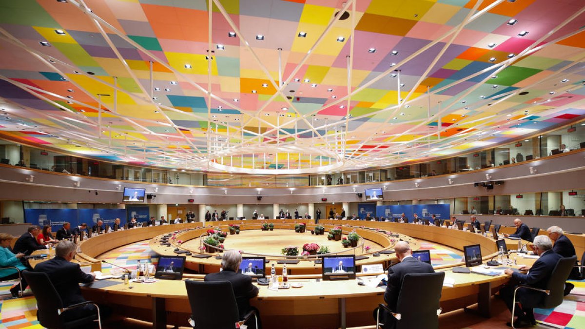 Plano general de la reunión del Consejo Europeo celebrada ayer en Bruselas.