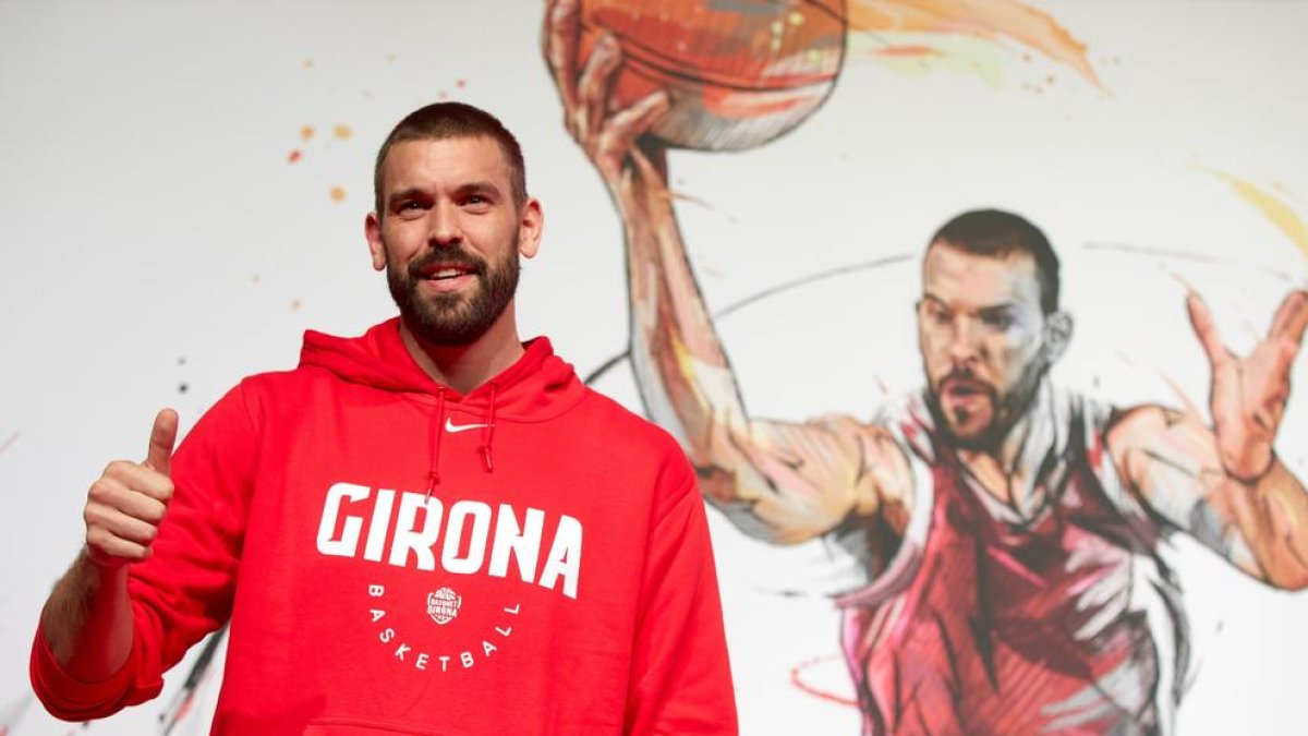 Marc Gasol, en la presentació com a nou jugador del Bàsquet Girona a Fontajau.