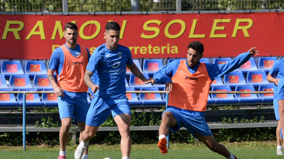 Un momento de la sesión de entrenamientos que hizo ayer el Lleida Esportiu.