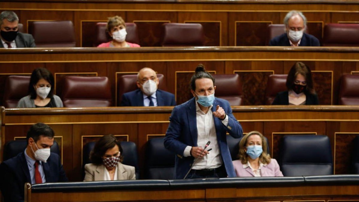 Pablo Iglesias en la sesión de control del Congreso.