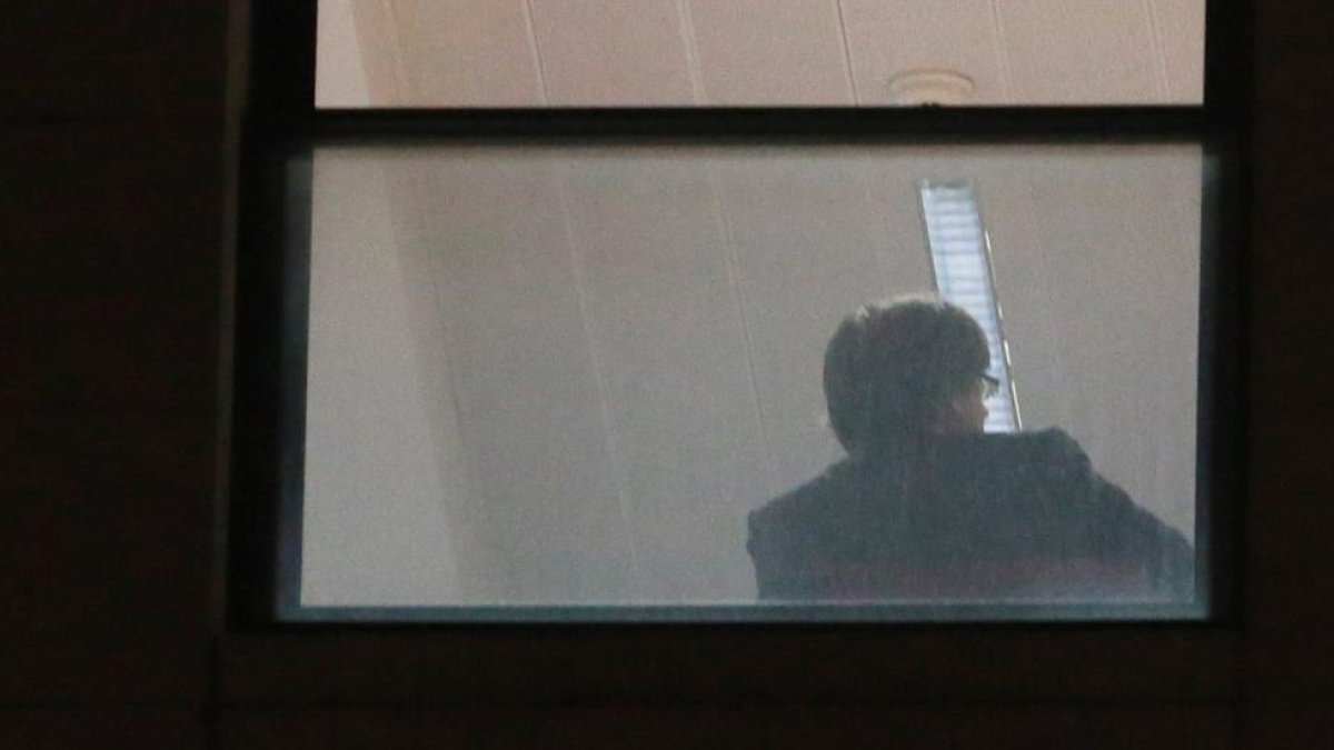 Puigdemont, ayer, en la sede de la fiscalía belga.