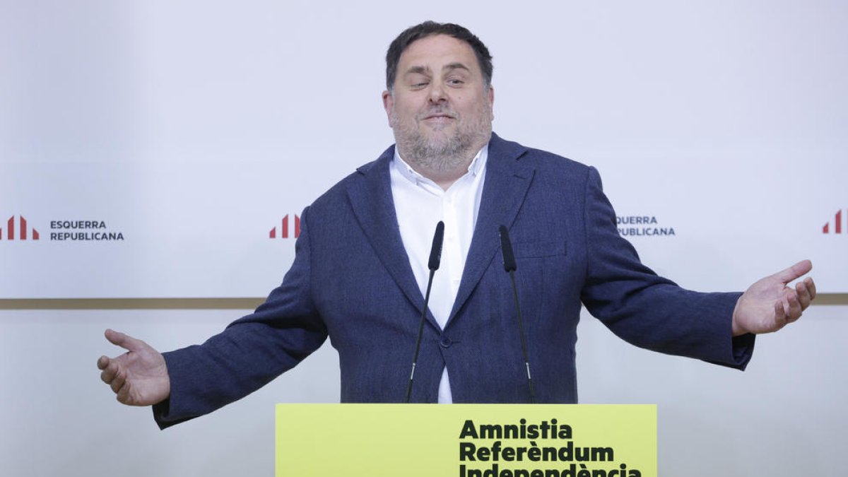 El líder d’ERC, Oriol Junqueras, va ser molt dur criticant Junts per la llei de política lingüística.