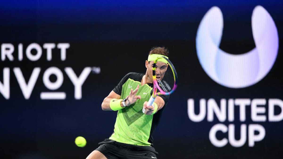 Rafa Nadal durante el partido que perdió ante Alex de Miñaur.