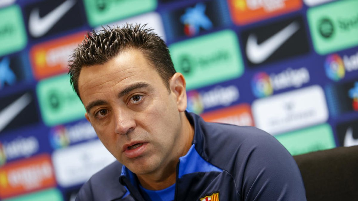 Xavi Hernández, ayer durante la rueda de prensa.