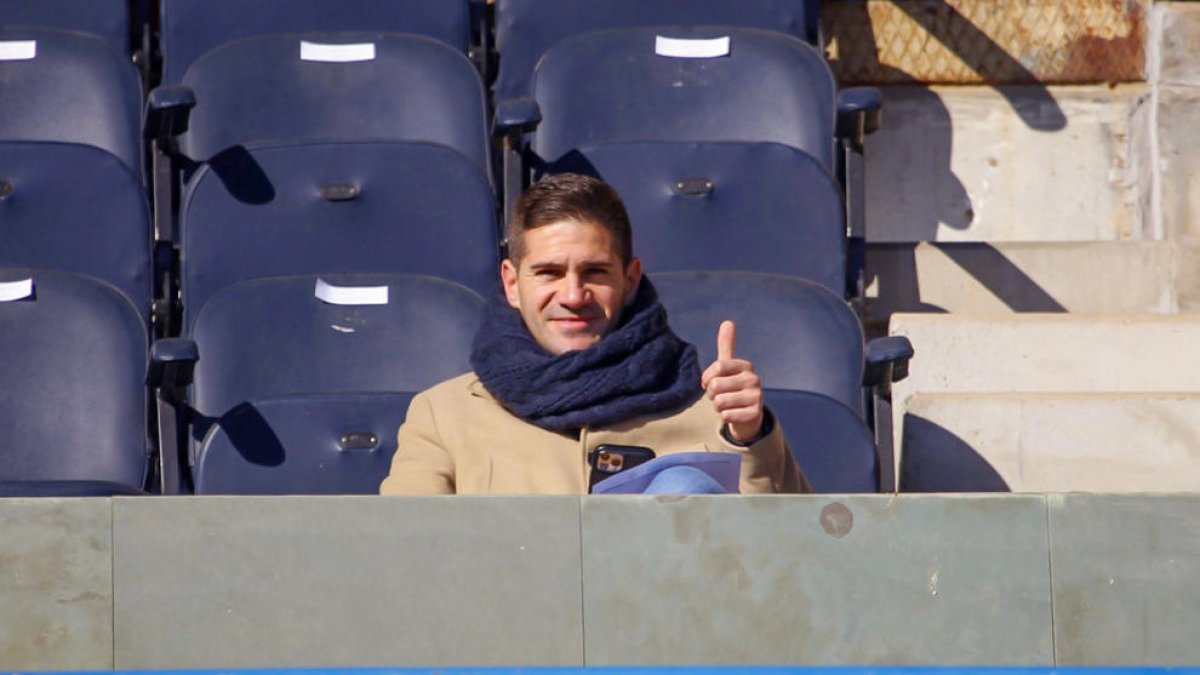 Fuster en el Camp d’Esports en el partido ante el Valencia Mestalla.