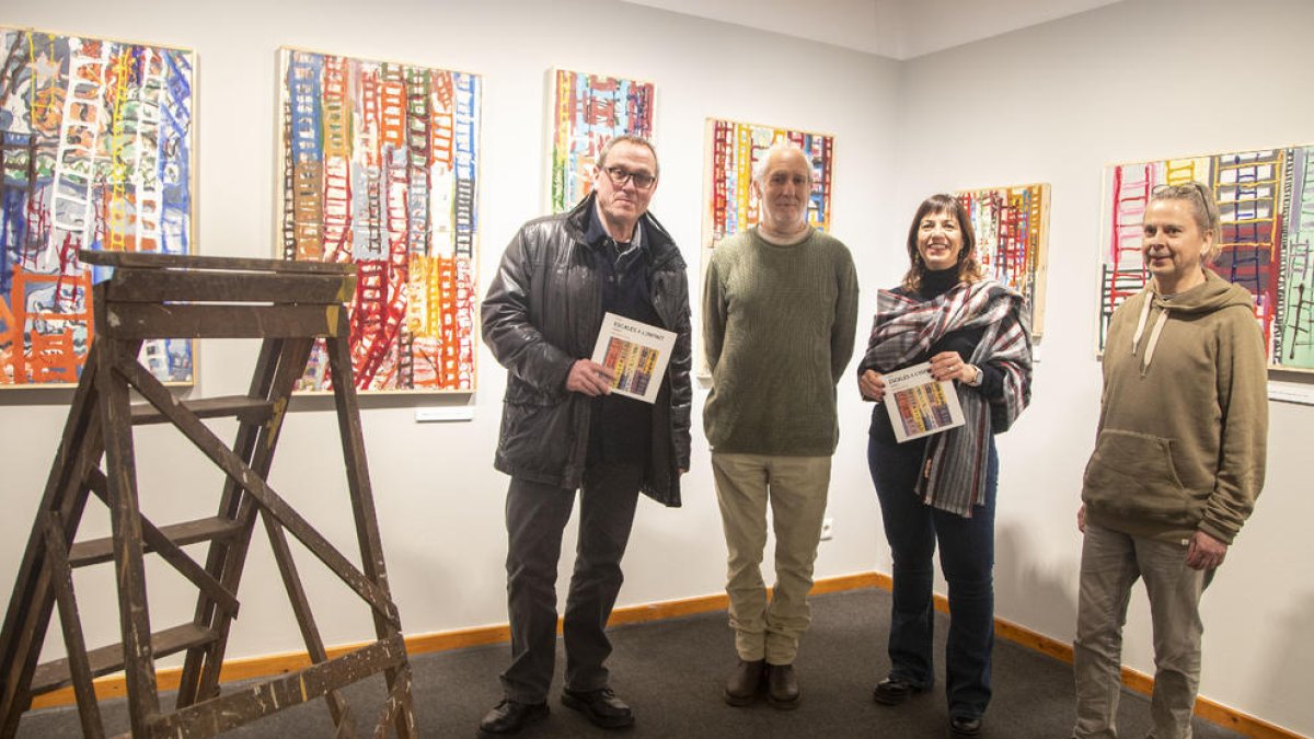 En el centro, Benjamí Tous y la alcaldesa, Alba Pijuan, el pasado miércoles en el Museu Tàrrega Urgell.