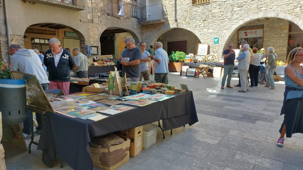 Algunas de las paradas de la Diada que se instalaron en la plaza de Salàs.