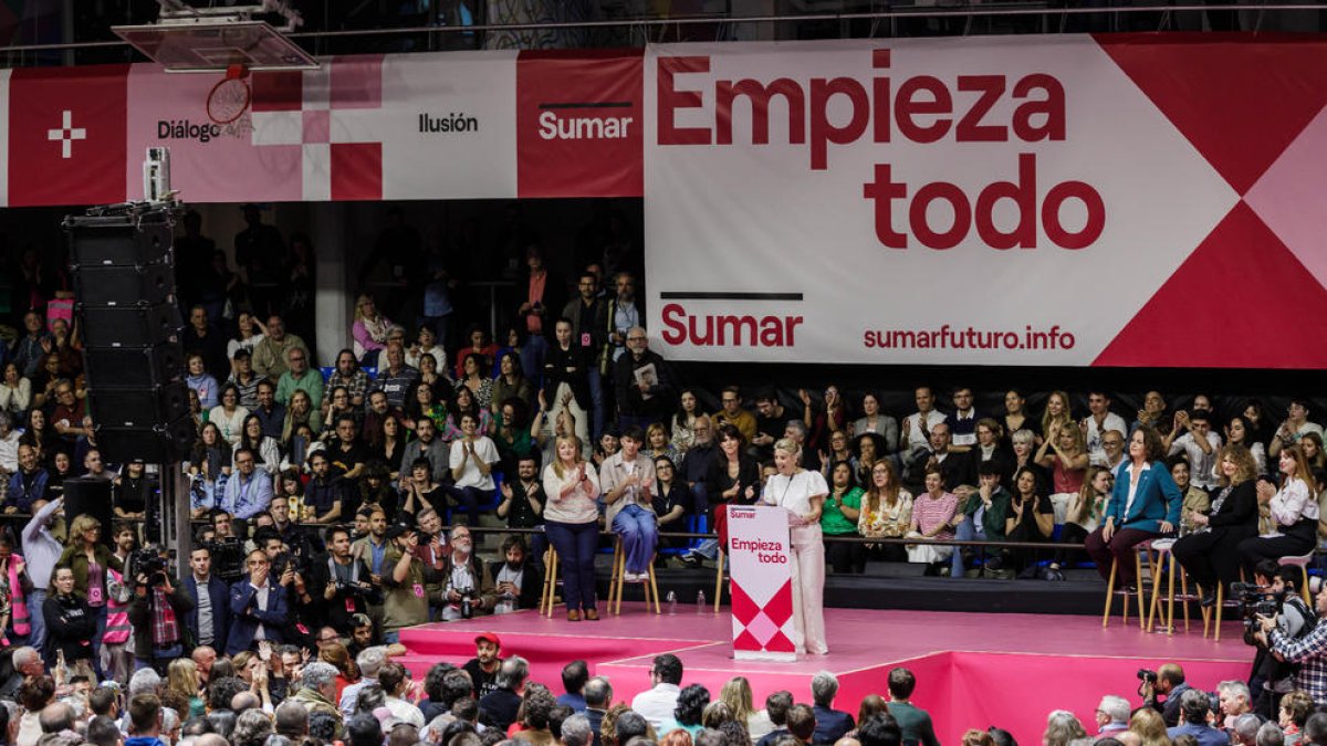 Yolanda Díaz va congregar més de 3.000 persones ahir al poliesportiu Magariños de Madrid.