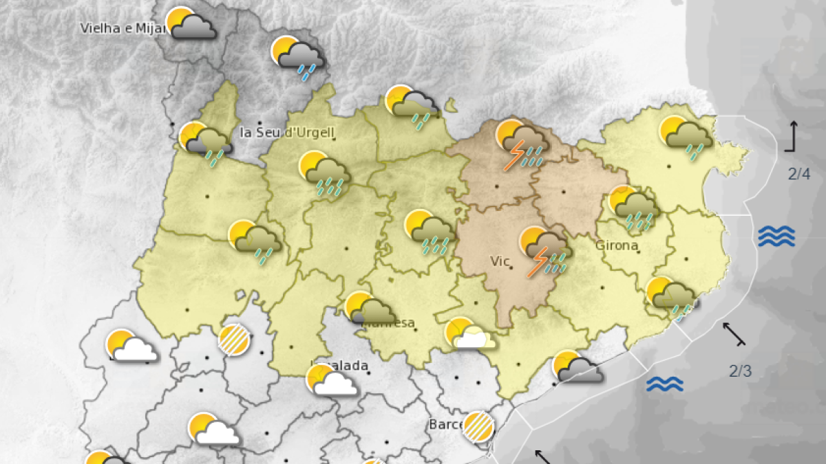 Previsión del tiempo para el lunes por la tarde.